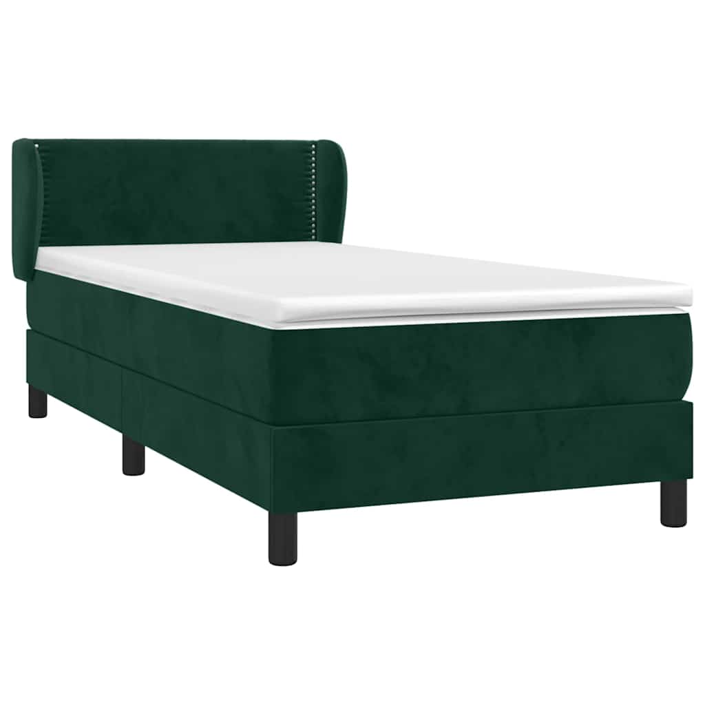 Giroletto a Molle con Materasso Verde Scuro 80x200 cm Velluto | homemem39