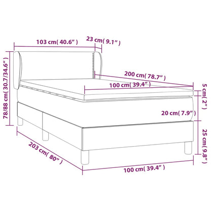 Giroletto a Molle con Materasso Grigio Chiaro 100x200cm Velluto - homemem39