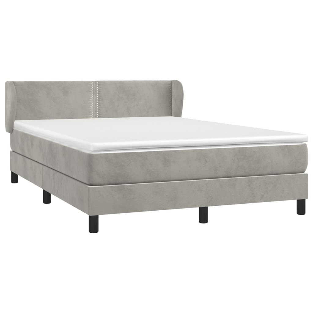 Giroletto a Molle con Materasso Grigio Chiaro 140x190cm Velluto | homemem39