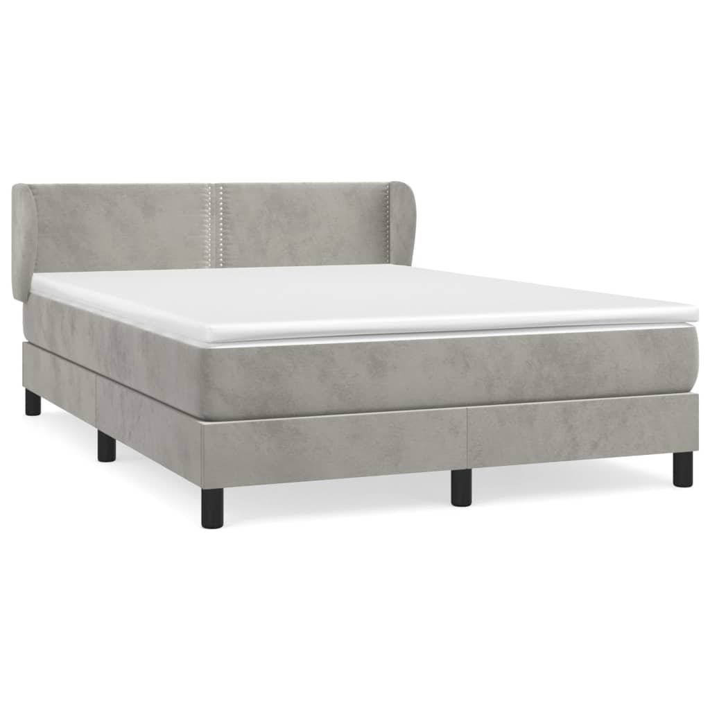 Giroletto a Molle con Materasso Grigio Chiaro 140x200cm Velluto | homemem39