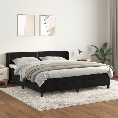 Giroletto a Molle con Materasso Nero 160x200 cm in Velluto | homemem39