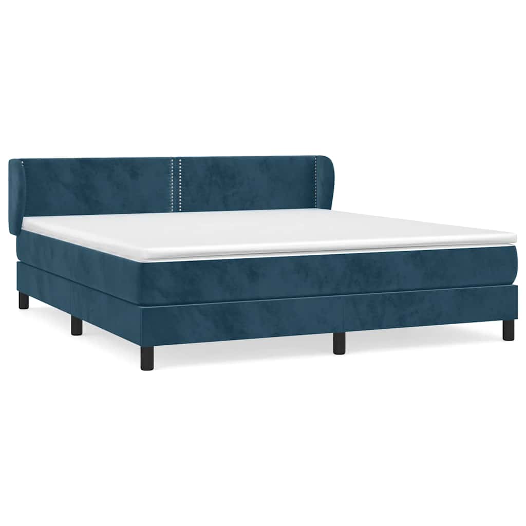 Giroletto a Molle con Materasso Blu Scuro 160x200 cm in Velluto | homemem39