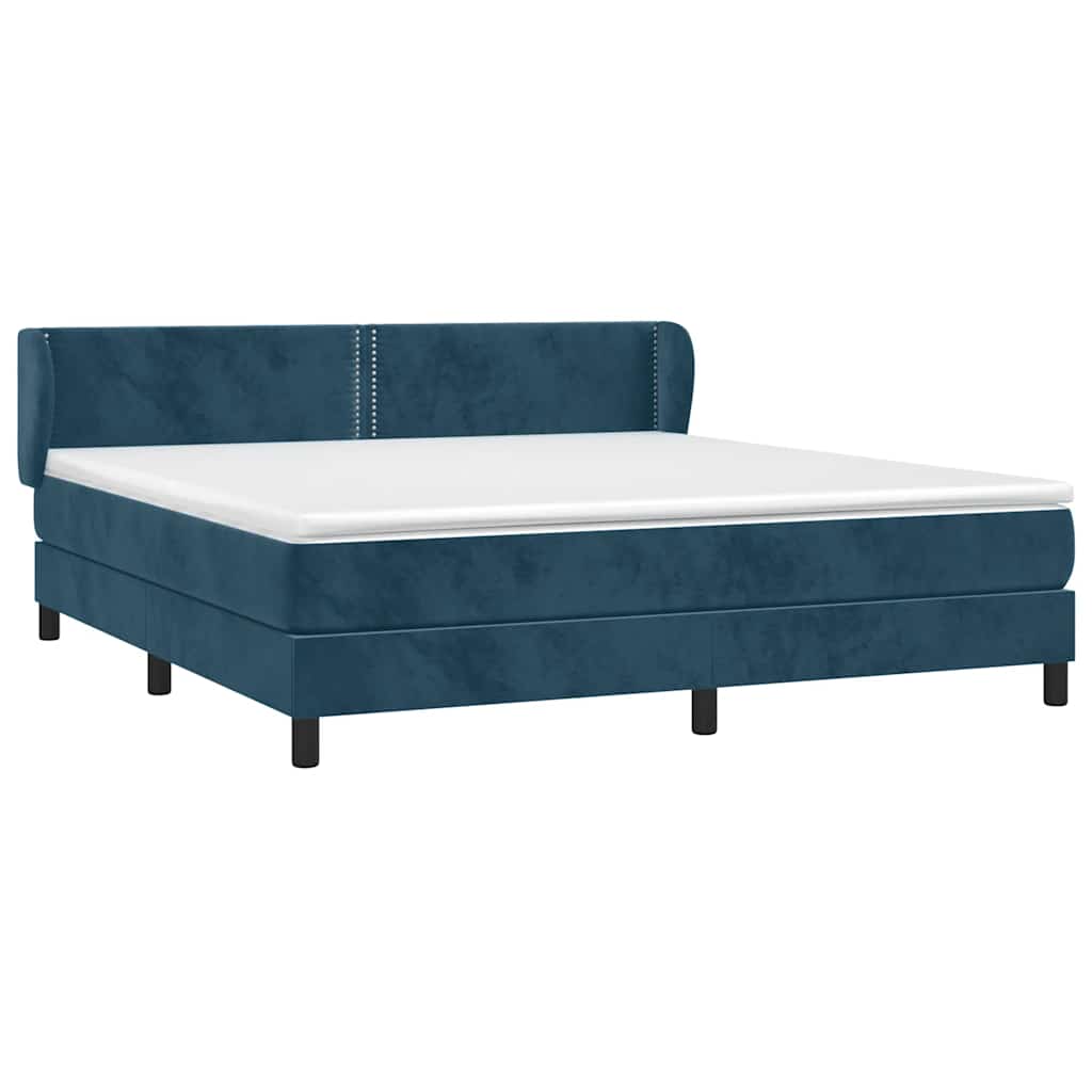 Giroletto a Molle con Materasso Blu Scuro 160x200 cm in Velluto | homemem39