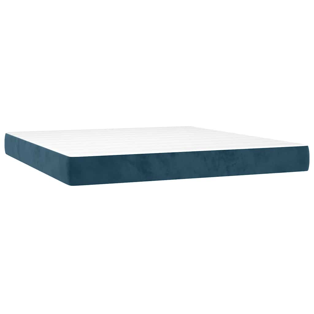 Giroletto a Molle con Materasso Blu Scuro 160x200 cm in Velluto | homemem39