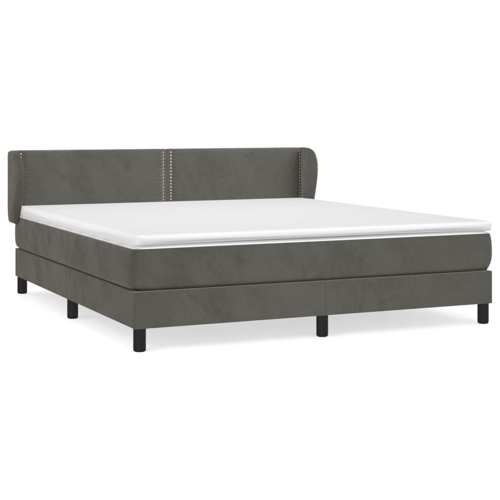 Giroletto a Molle con Materasso Grigio Scuro 180x200 cm Velluto | homemem39