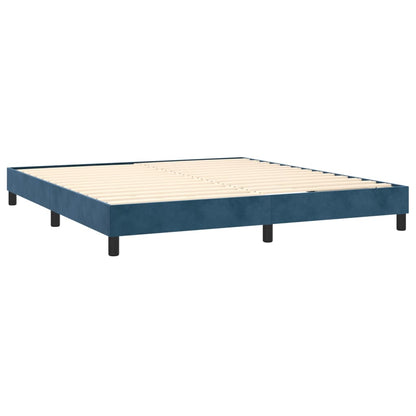 Spring bed frame with dark blue mattress 180x200 cm in velvet