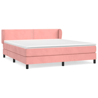 Spring bed frame with pink mattress 180x200 cm in velvet