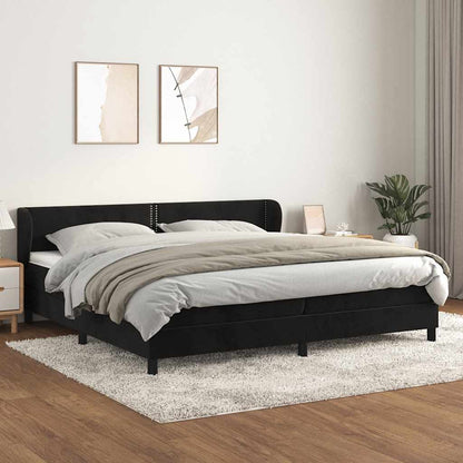 Giroletto a Molle con Materasso Nero 200x200 cm in Velluto | homemem39