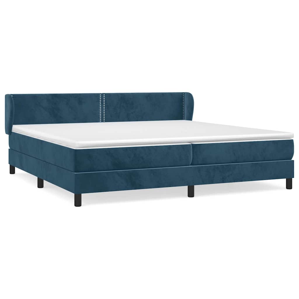 Giroletto a Molle con Materasso Blu Scuro 200x200 cm in Velluto | homemem39