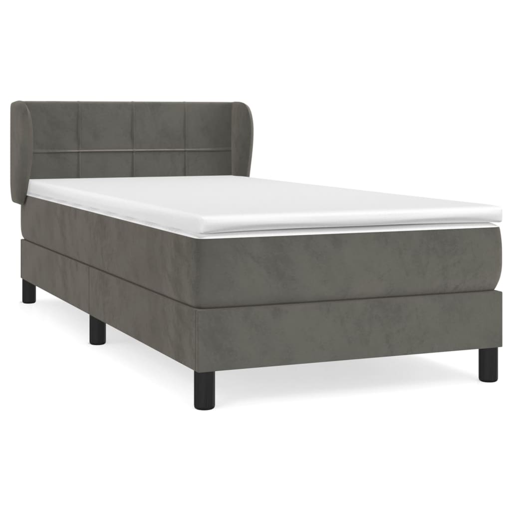 Giroletto a Molle con Materasso Grigio Scuro 80x200 cm Velluto | homemem39
