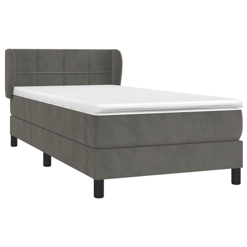 Giroletto a Molle con Materasso Grigio Scuro 80x200 cm Velluto | homemem39