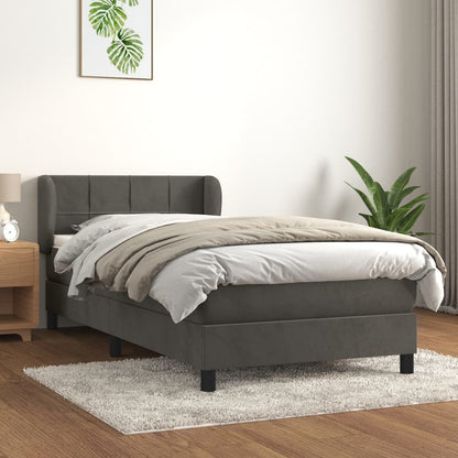 Giroletto a Molle con Materasso Grigio Scuro 80x200 cm Velluto | homemem39