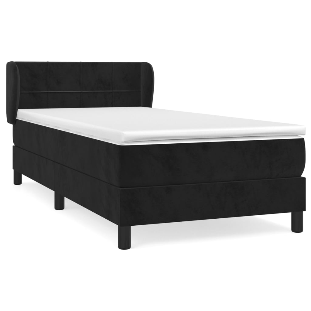 Giroletto a Molle con Materasso Nero 80x200 cm in Velluto | homemem39