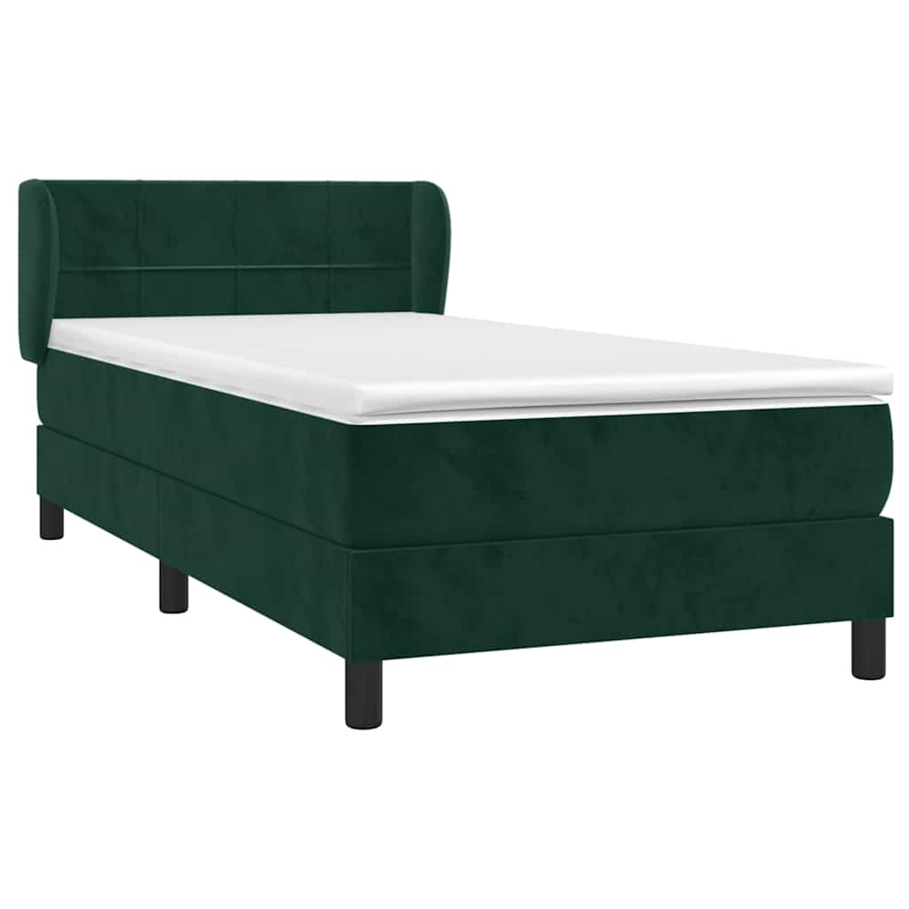 Giroletto a Molle con Materasso Verde Scuro 80x200 cm Velluto | homemem39