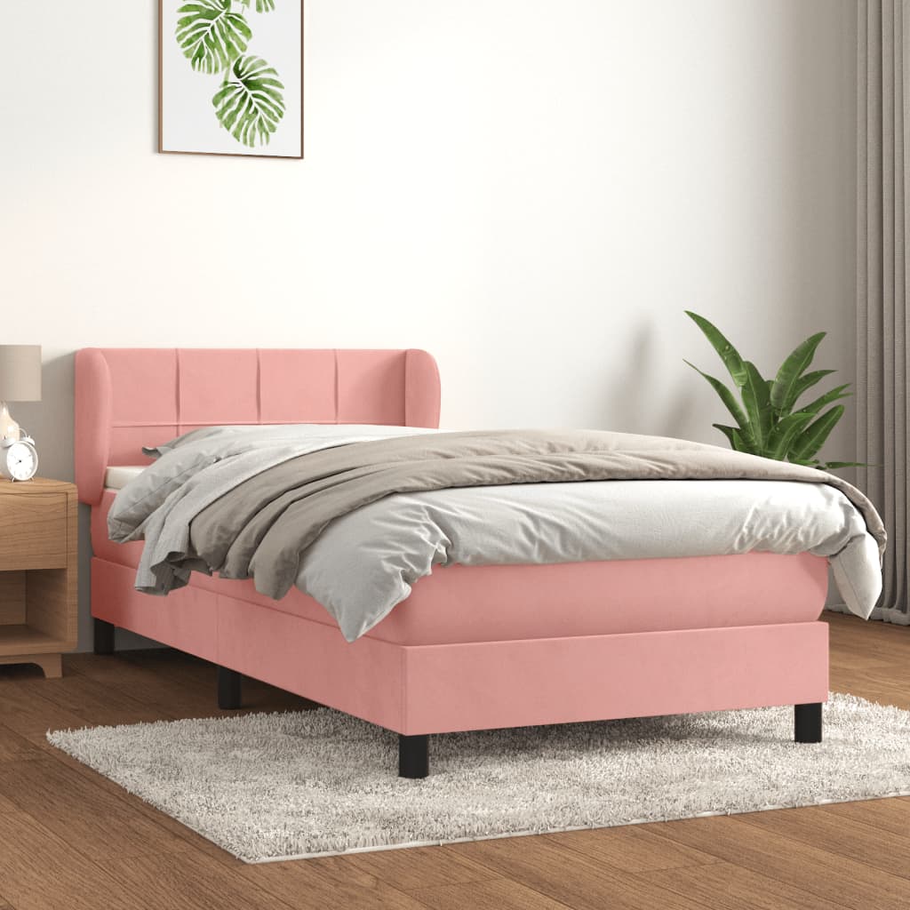 Giroletto a Molle con Materasso Rosa 80x200 cm in Velluto | homemem39