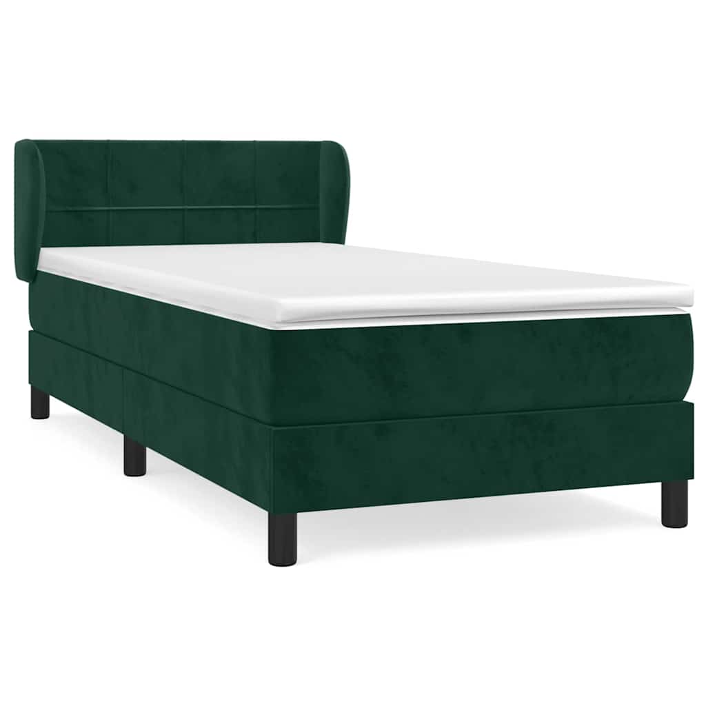 Giroletto a Molle con Materasso Verde Scuro 90x190 cm Velluto | homemem39