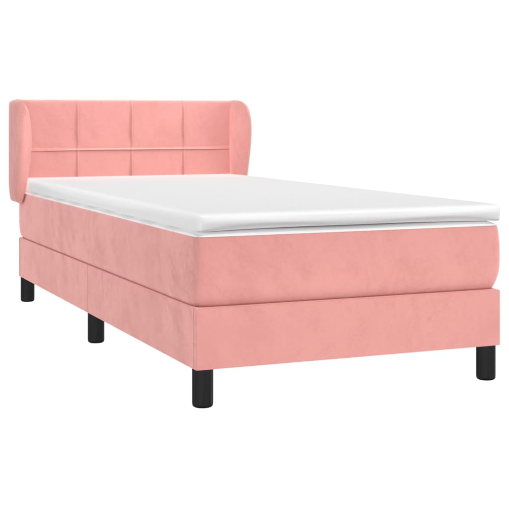 Giroletto a Molle con Materasso Rosa 90x190 cm in Velluto | homemem39