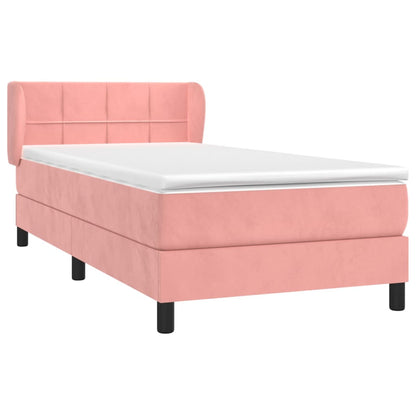 Giroletto a Molle con Materasso Rosa 90x200 cm in Velluto | homemem39
