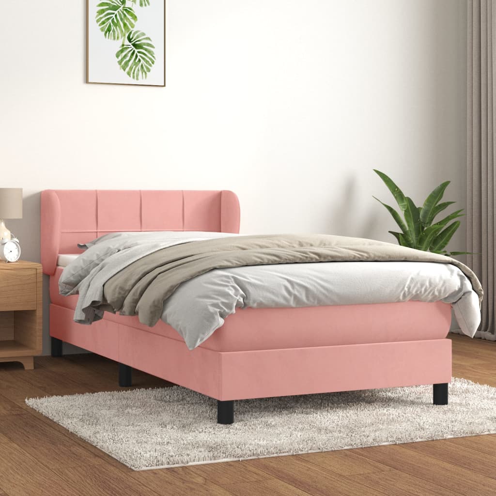 Giroletto a Molle con Materasso Rosa 90x200 cm in Velluto | homemem39