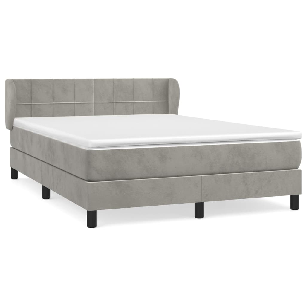 Giroletto a Molle con Materasso Grigio Chiaro 140x200cm Velluto | homemem39