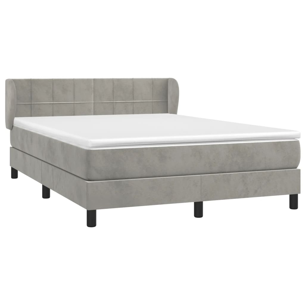 Giroletto a Molle con Materasso Grigio Chiaro 140x200cm Velluto | homemem39