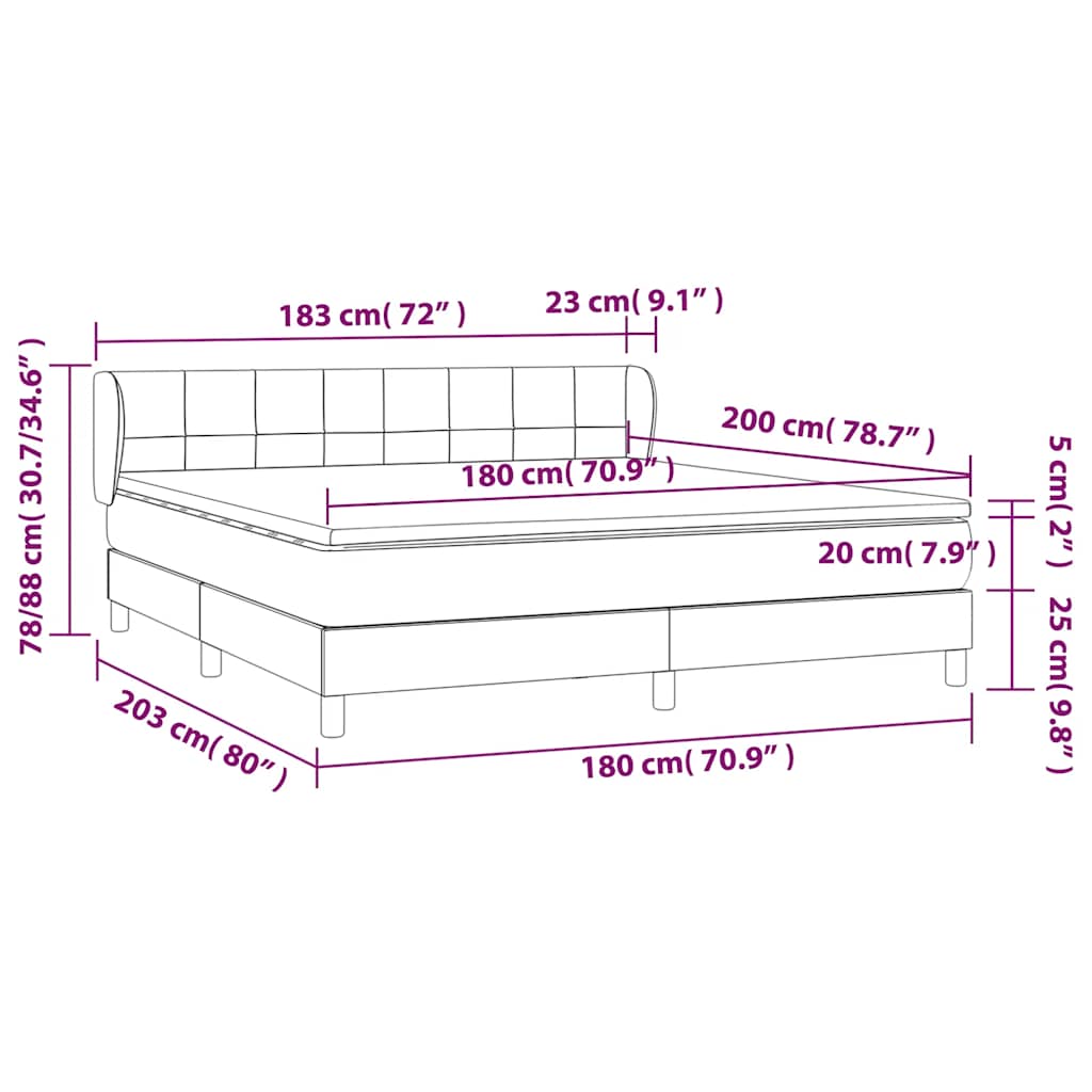 Giroletto a Molle con Materasso Blu Scuro 180x200 cm in Velluto | homemem39