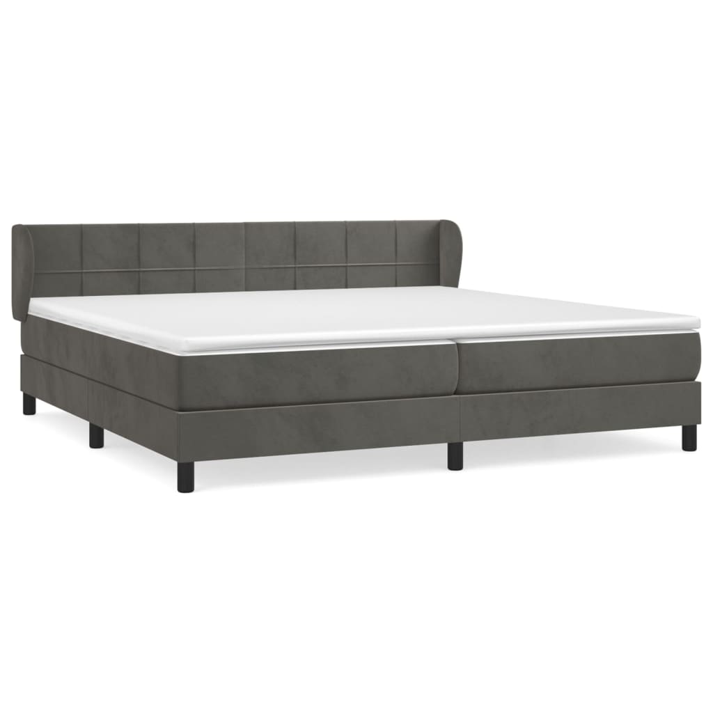 Giroletto a Molle con Materasso Grigio Scuro 200x200 cm Velluto | homemem39