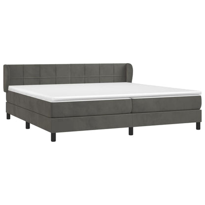 Giroletto a Molle con Materasso Grigio Scuro 200x200 cm Velluto | homemem39