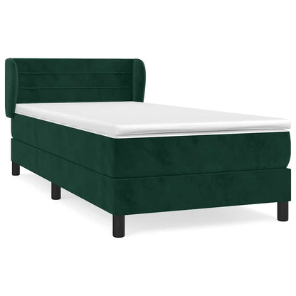 Giroletto a Molle con Materasso Verde Scuro 90x190 cm Velluto | homemem39