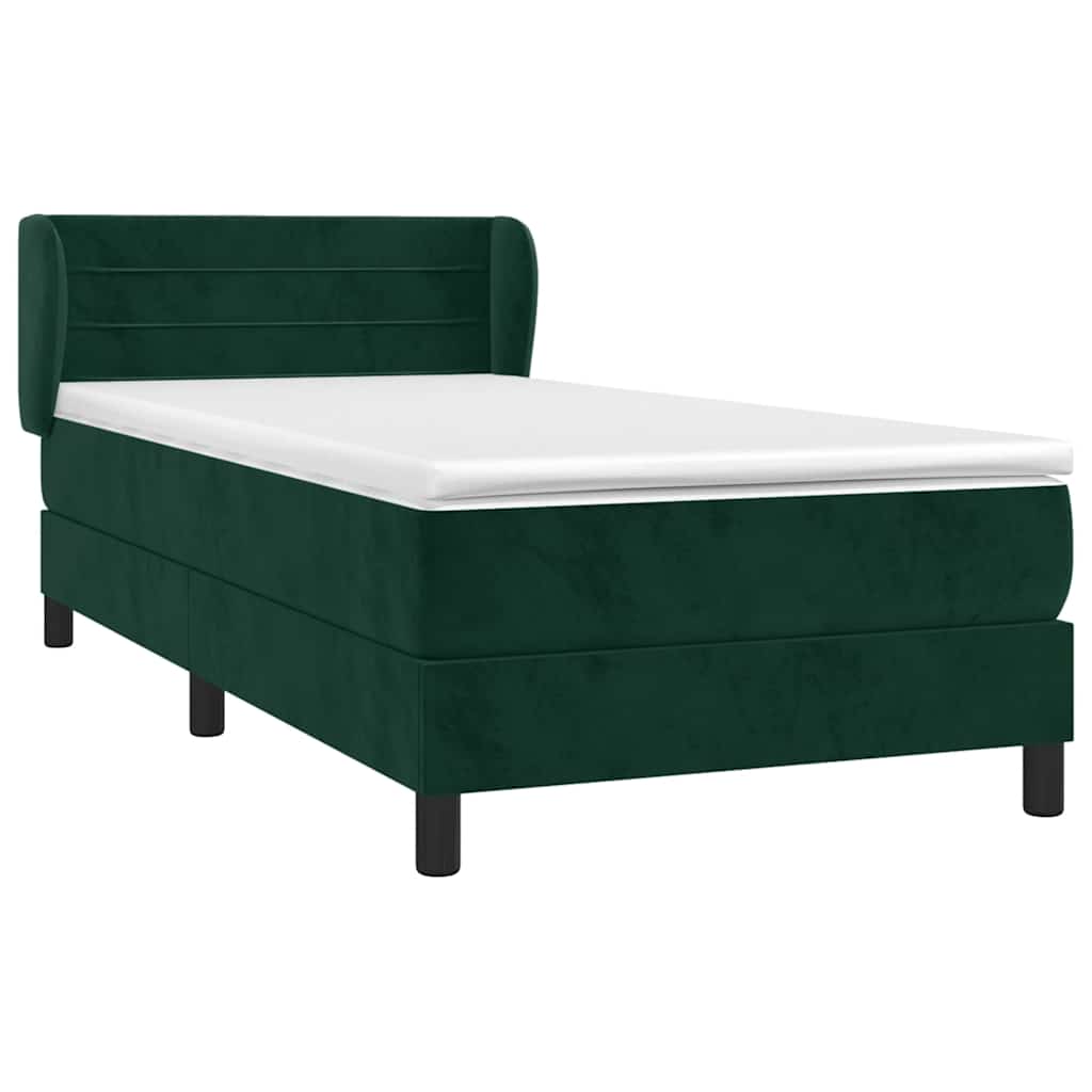 Giroletto a Molle con Materasso Verde Scuro 90x190 cm Velluto | homemem39