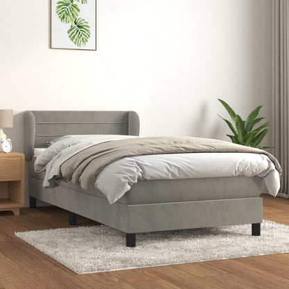 Giroletto a Molle con Materasso Grigio Scuro 90x200 cm Velluto | homemem39