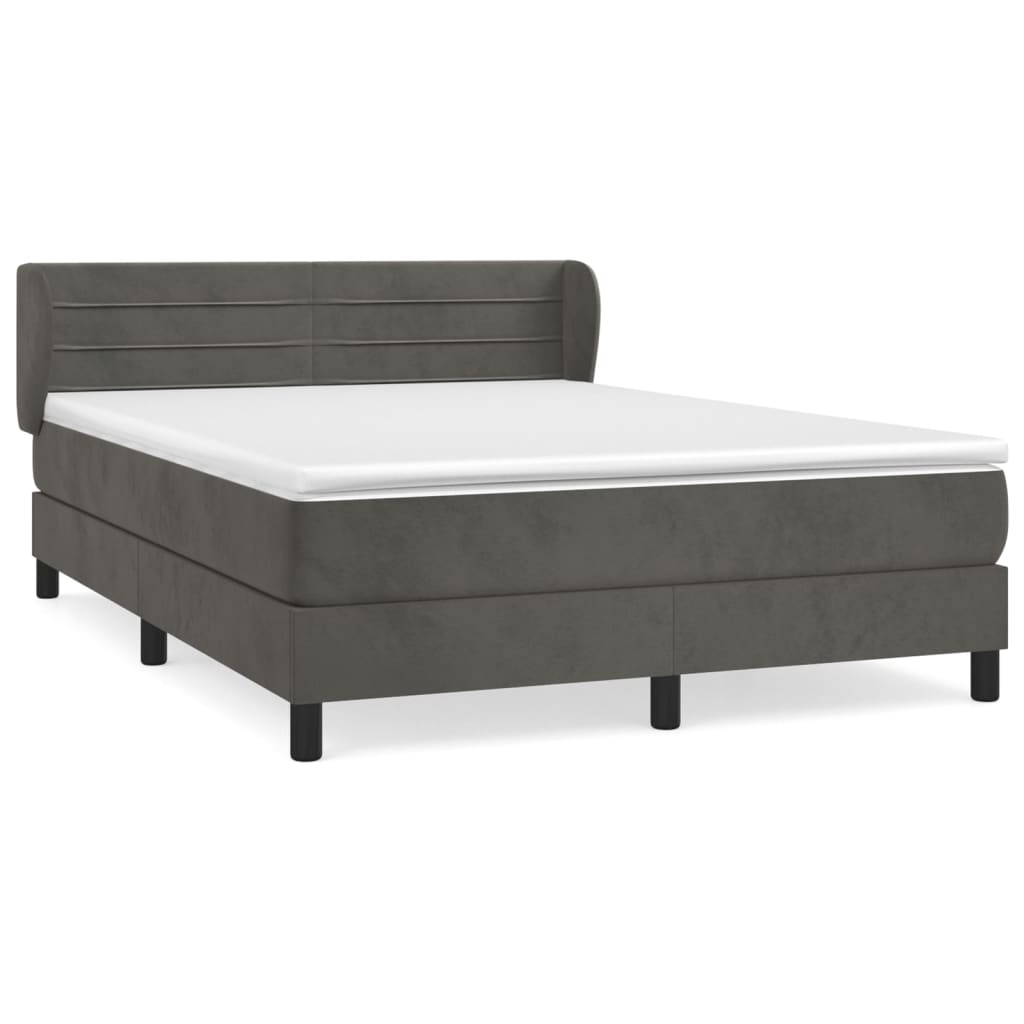 Giroletto a Molle con Materasso Grigio Scuro 140x190 cm Velluto | homemem39