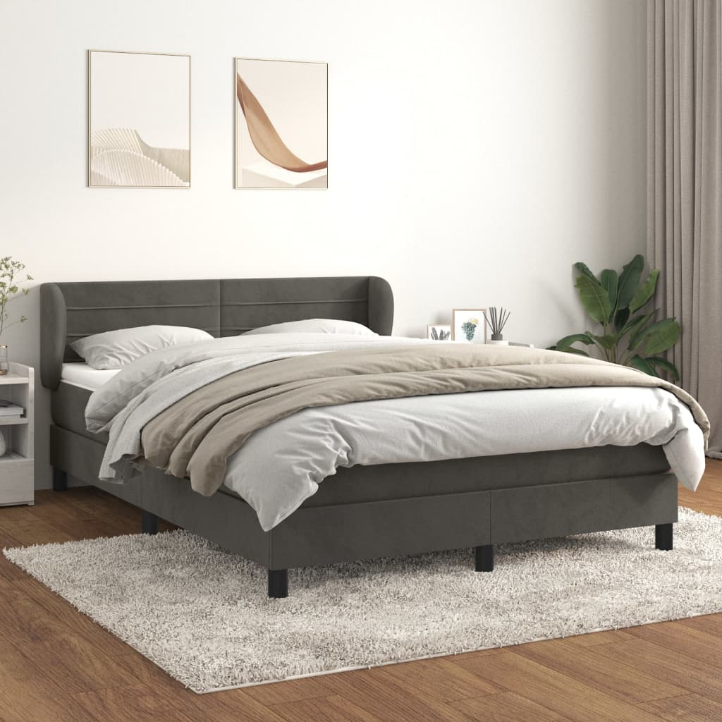 Giroletto a Molle con Materasso Grigio Scuro 140x190 cm Velluto | homemem39