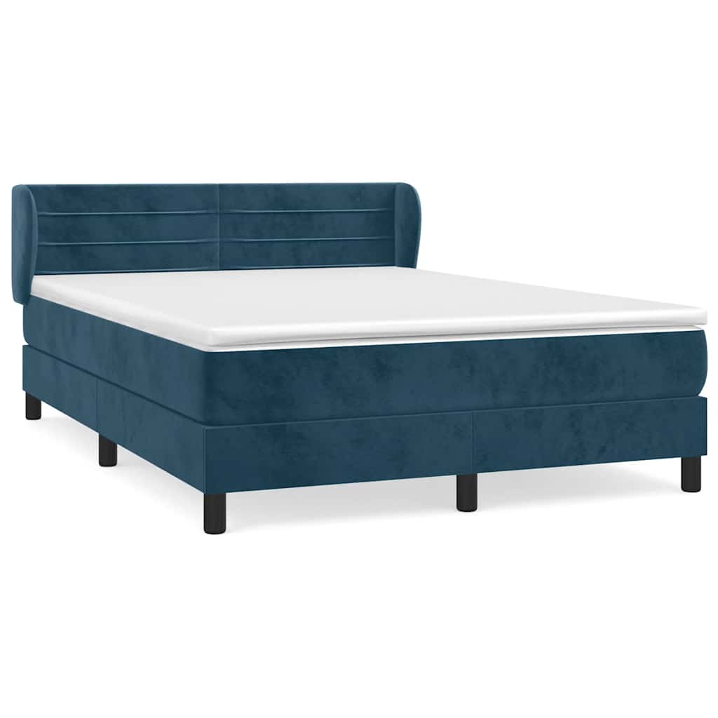Giroletto a Molle con Materasso Blu Scuro 140x190 cm in Velluto | homemem39