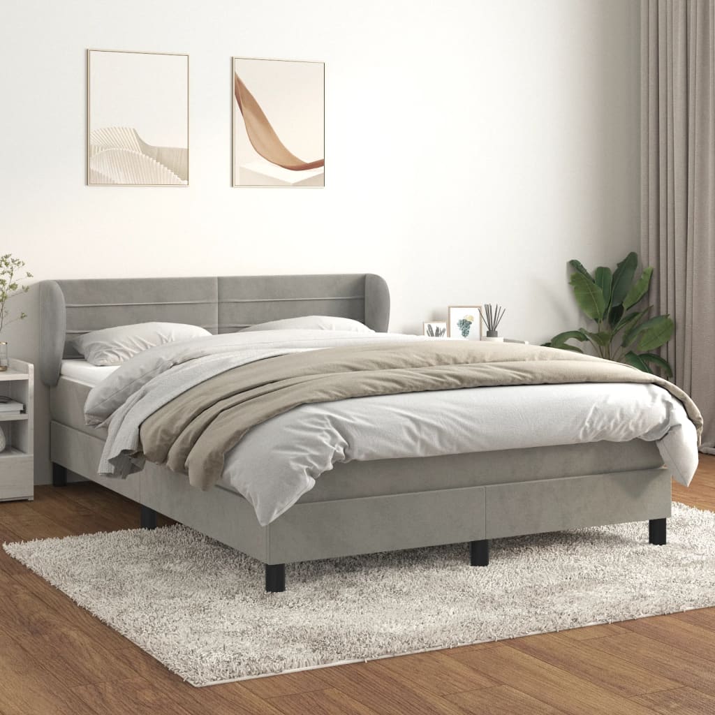 Giroletto a Molle con Materasso Grigio Chiaro 140x200cm Velluto | homemem39