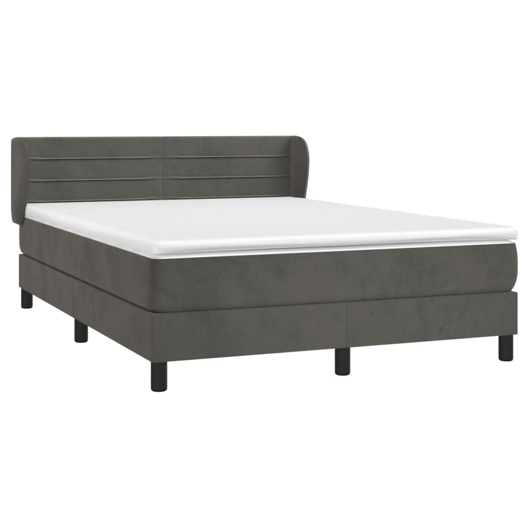 Giroletto a Molle con Materasso Grigio Scuro 140x200 cm Velluto | homemem39