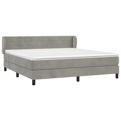 Giroletto a Molle con Materasso Grigio Chiaro 160x200cm Velluto | homemem39