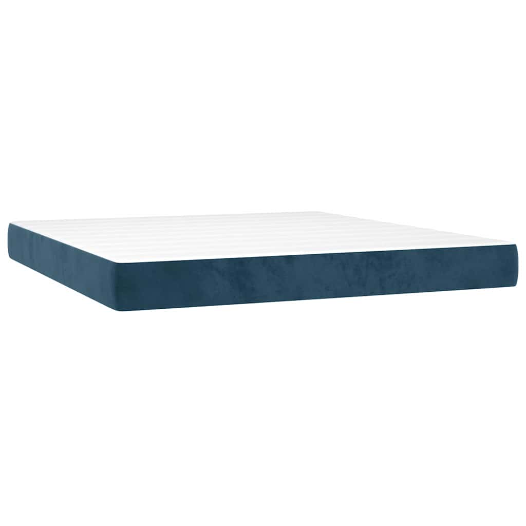 Giroletto a Molle con Materasso Blu Scuro 180x200 cm in Velluto | homemem39