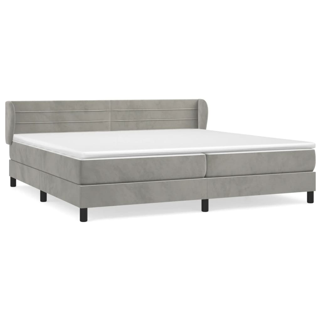 Giroletto a Molle con Materasso Grigio Chiaro 200x200cm Velluto | homemem39