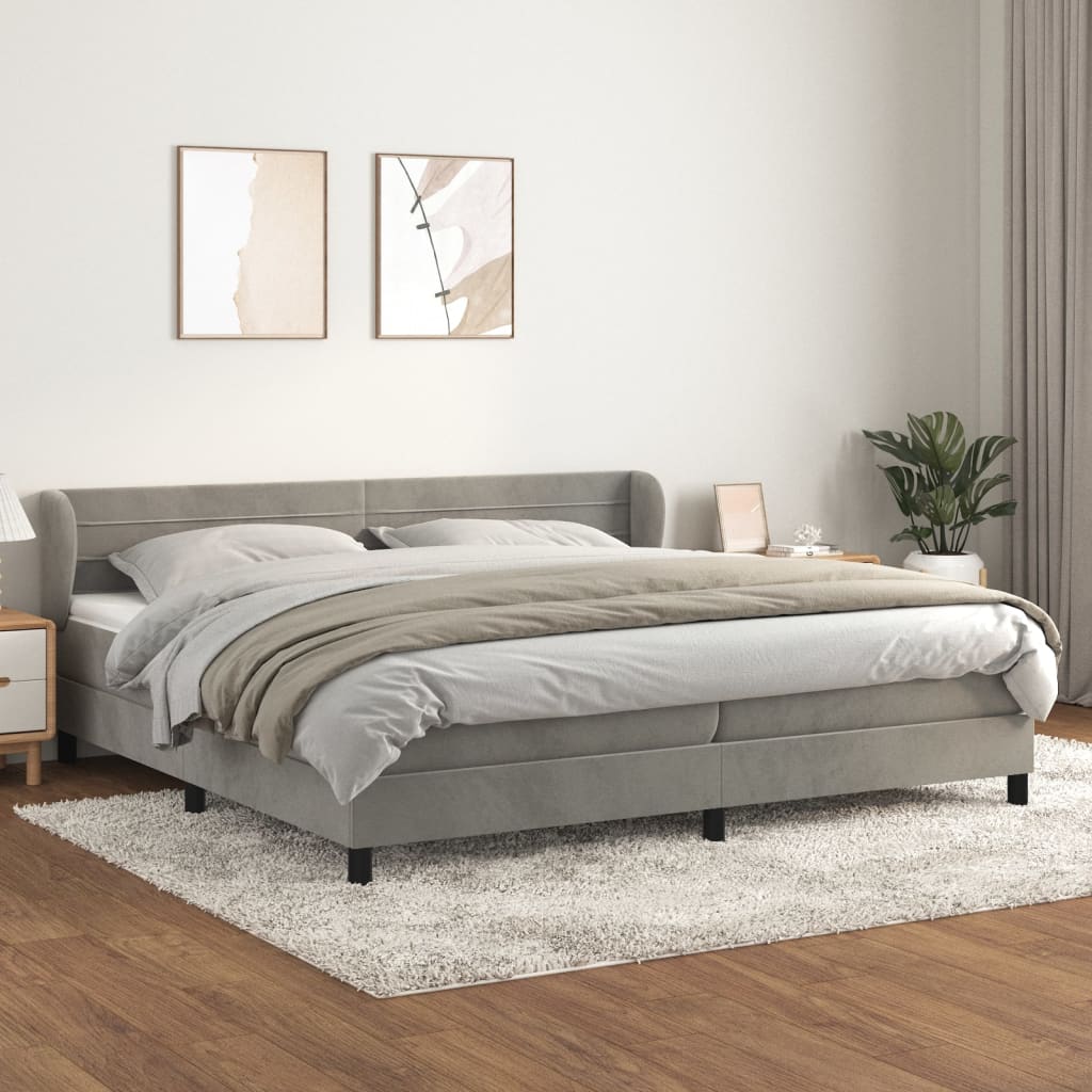 Giroletto a Molle con Materasso Grigio Chiaro 200x200cm Velluto | homemem39