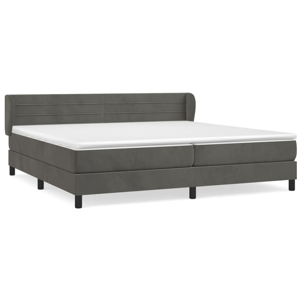 Giroletto a Molle con Materasso Grigio Scuro 200x200 cm Velluto | homemem39