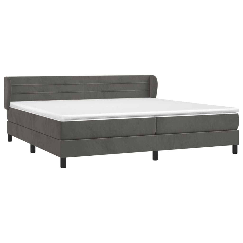 Giroletto a Molle con Materasso Grigio Scuro 200x200 cm Velluto | homemem39