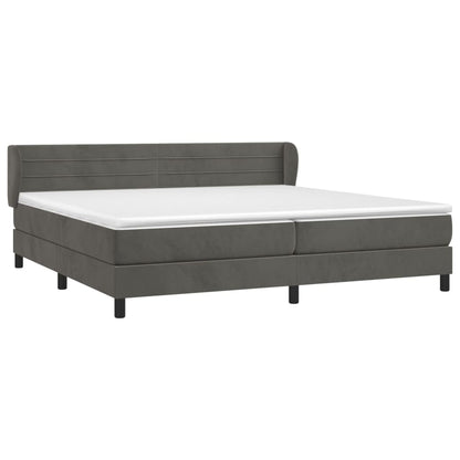 Giroletto a Molle con Materasso Grigio Scuro 200x200 cm Velluto | homemem39