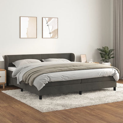 Giroletto a Molle con Materasso Grigio Scuro 200x200 cm Velluto | homemem39