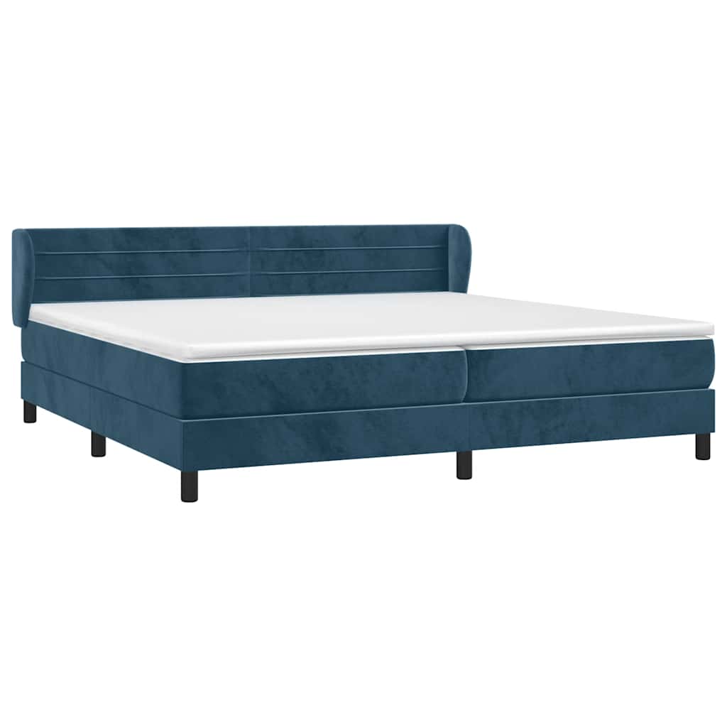 Giroletto a Molle con Materasso Blu Scuro 200x200 cm in Velluto | homemem39