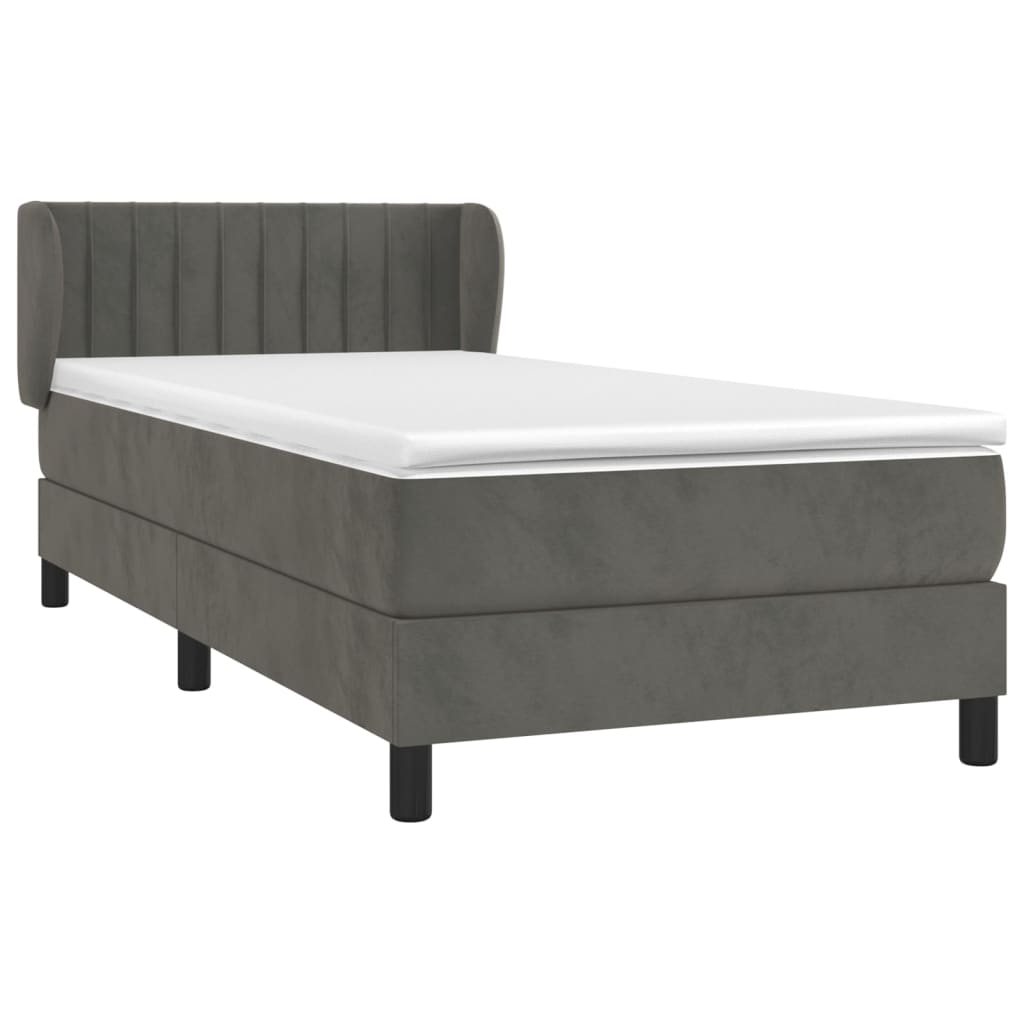Giroletto a Molle con Materasso Grigio Scuro 80x200 cm Velluto | homemem39