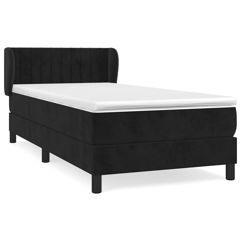 Giroletto a Molle con Materasso Nero 80x200 cm in Velluto | homemem39