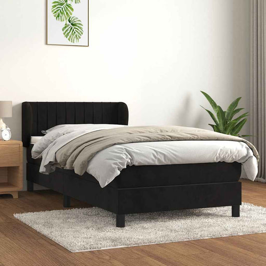 Giroletto a Molle con Materasso Nero 80x200 cm in Velluto | homemem39