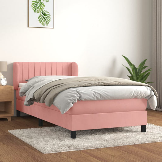 Giroletto a Molle con Materasso Rosa 80x200 cm in Velluto | homemem39