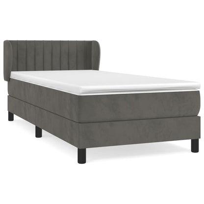 Giroletto a Molle con Materasso Grigio Scuro 90x190 cm Velluto | homemem39